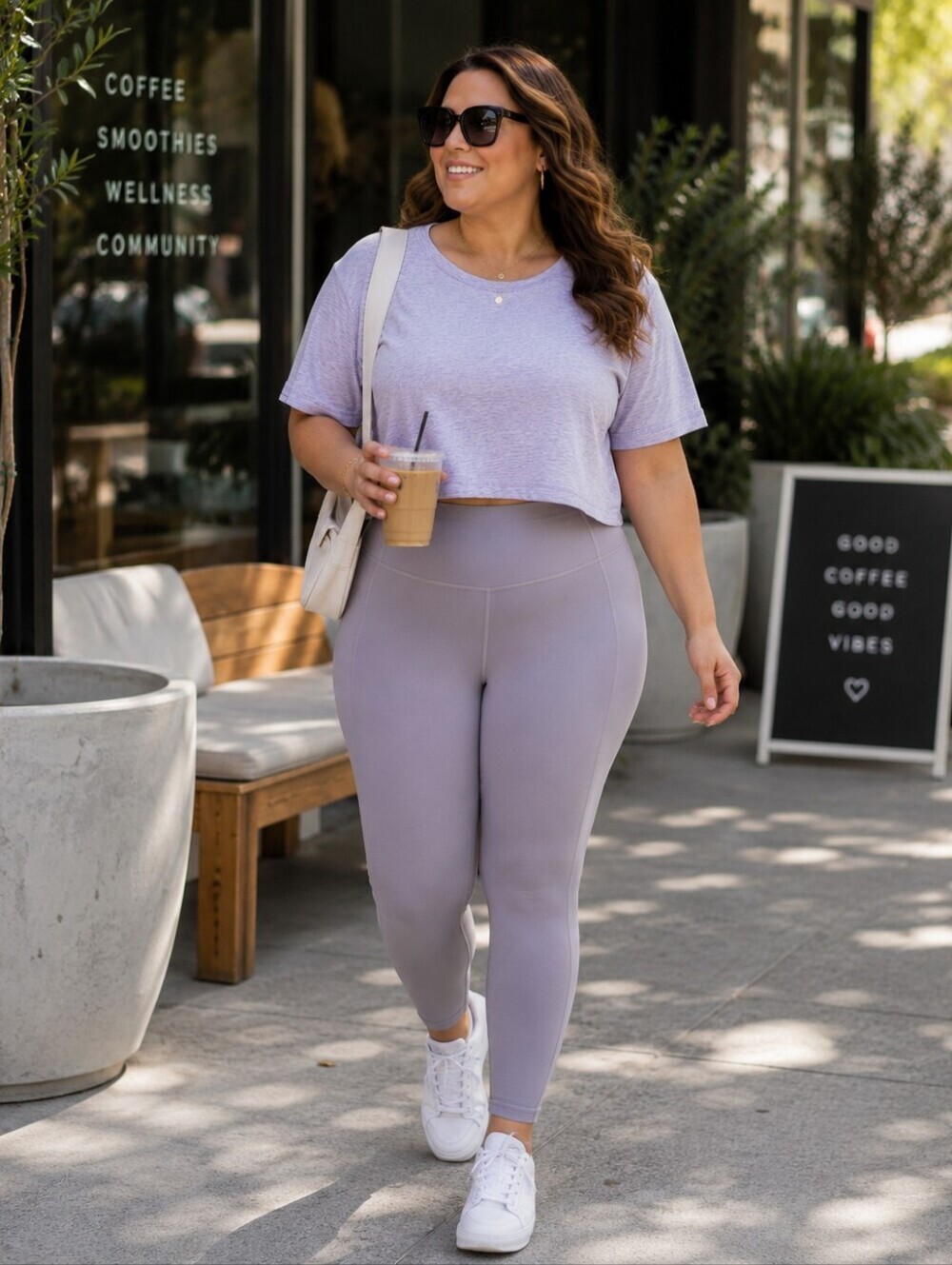 🤩 NWT CRZ Yoga Pima Cotton Crop Tee XL Violet Ash Soft Stretch Athleisure